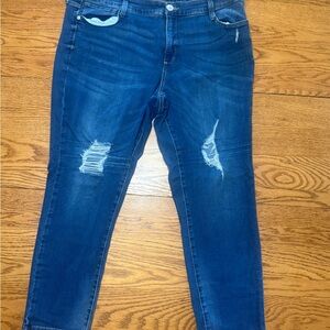 Classic Distressed Ankle Jeans in Blue